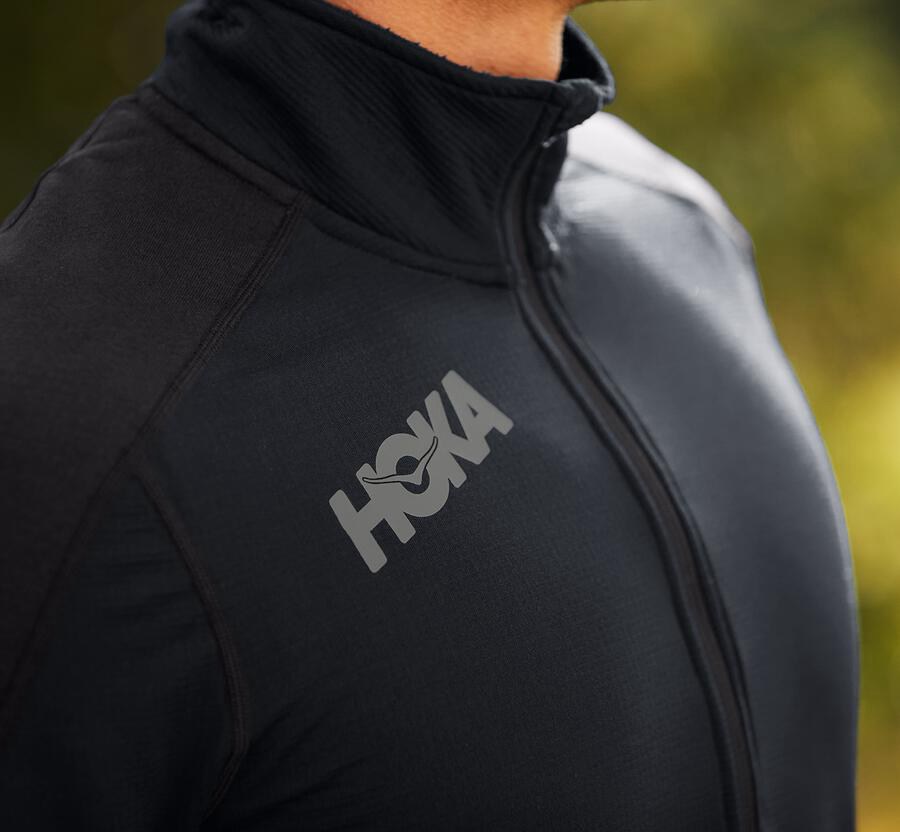 Hoka One One Top Heren - 1/2 Rits Midlayer - Zwart - LR4538679